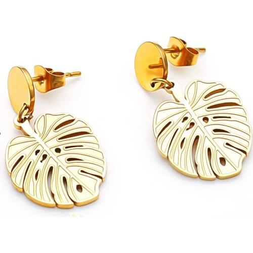 Leaf Earrings For Women Stainless Steel Leaf Drop Earrings Gold Color Metal Leaf Earrings 2021 Trend Pendientes