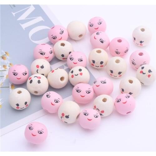 10Pcs/Lot Wooden Beads Cute Round Wood Loose Spacer Beads For DIY Jewelry Baby Pacifier Clips Teether Chew Toy Accessories