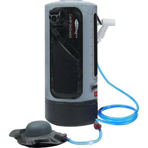 12L PVC Inflatable Shower Bag With Foot Pump Pressure Bathing Water Bag Portable Outdoor Travel Camping Beach Washing Cars Tools