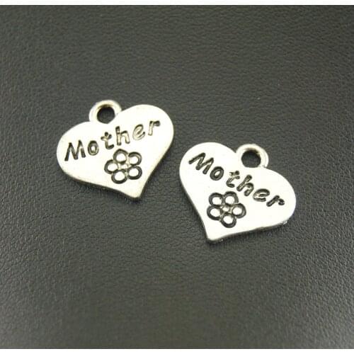 30 pcs Silver Color Heart Mother Charms Pendant Fit diy Jewelry Bracelet 17x18mm A900