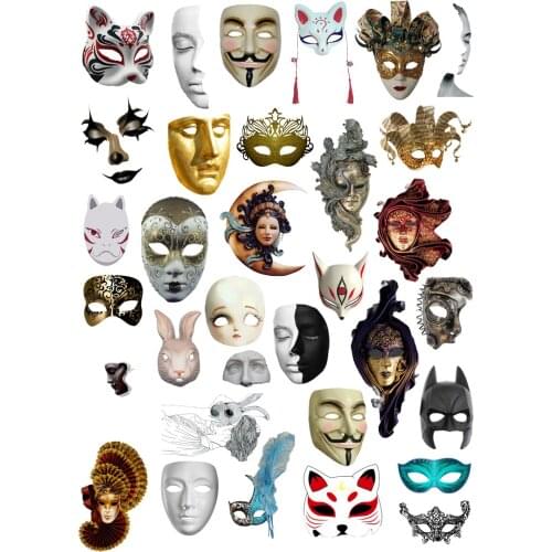 33PCS mini Halloween party mask Stickers Crafts And Scrapbooking stickers book Student label Decorative sticker notebook