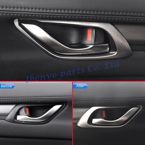 4Pcs Car Styling Interior Door Handles Moulding Cover Trim For Mazda CX-5 KF CX5 2017 2018 Matte Chrome Frame Accessories