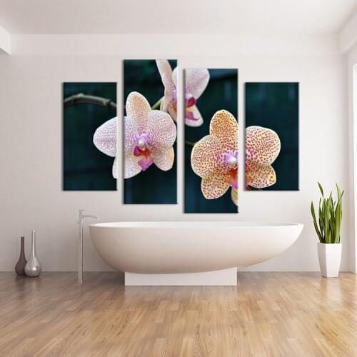4PCS oil painting Quiet orchid Wall Art Home Decoration Living Room Print On Canvas Modern oil Painting