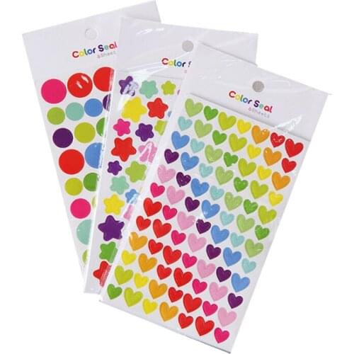 6pc Kawaii Pentagram Heart Round Stickers DIY Scrapbooking Diary Sticker Stationery Decoration Stickers Office School Supplies