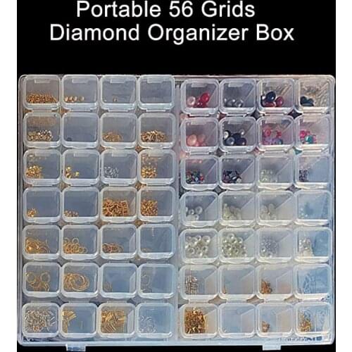 Stone Storage Accessory 56 Grids Storage Boxes Display Box Diamond Painting Cross Stitch Resin Rhinestone Beads Container