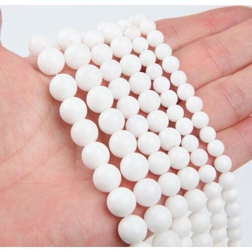 6 8 10mm Natural Stone White Beads Round Beads for Jewelry Making Necklace DIY Hand Made Supplies Bracelet Bulk Wholesale 15
