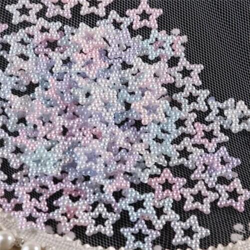 12mm Mermaid color hollow five-pointed star imitation pearls, mobile phone shell accessories DIY handmade hair accessorie