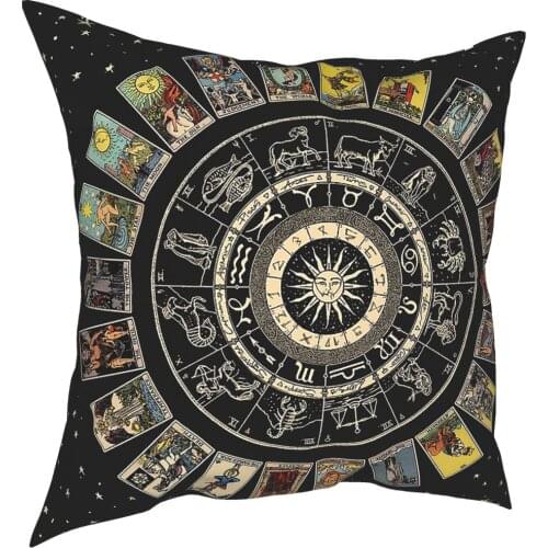 Zodiac Astrology Chart Arcana Tarot Throw Pillow Cover Decorative Pillow Witch Occult Pagan Vintage Custom Pillowcase