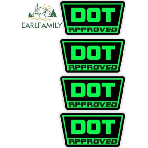 EARLFAMILY 4 Pcs DOT Approved Motorcycle DIrt Bike Helmet Car Stickers Decals Labels D.O.T. 3D Car Styling Decoration