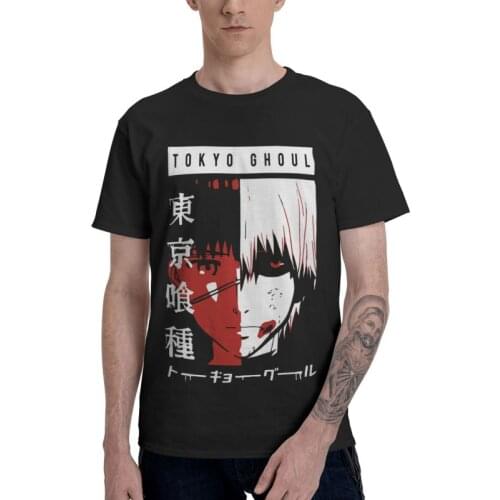 Tokyo Ghoul T Shirt Mens Cotton Printed T-shirt Graphic Tshirt Short Sleeve Harajuku Anime Manga Streetwear Kaneki Ken Tees Top
