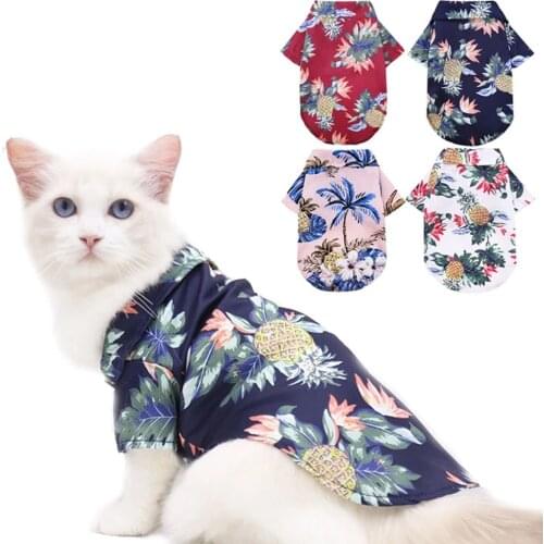 Hawaii Pet Dog Cat Clothes Floral Cat Shirt Summer Beach Puppy Clothing for Small Dogs Cats Casual Dogs T Shirt for Chihuahua
