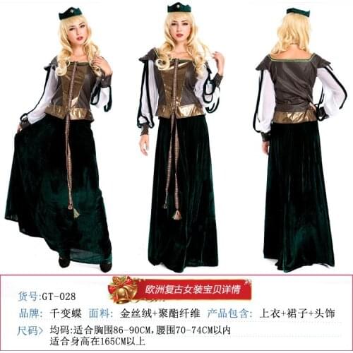 Halloween Queen Princess Retro European Court Black Velvet Dress In Stock