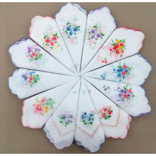 Cotton Handkerchief Floral Embroidered Fashion Women Handkerchiefs Flower Lady Hankies Mini SquareScarf Boutique Pocket Towel SN
