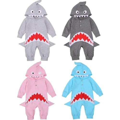 FOCUSNORM 0-12M Newborn Baby Boy Girl Rompers Long Sleeve Cartoon Patchwork Hooded Jumpsuit One Pieces 4 Colors