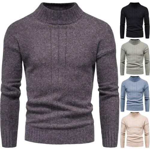 New Autumn Men Sweater Half High Collar Casual Long Sleeve Sweater UnderShirt Male Fashion Coat