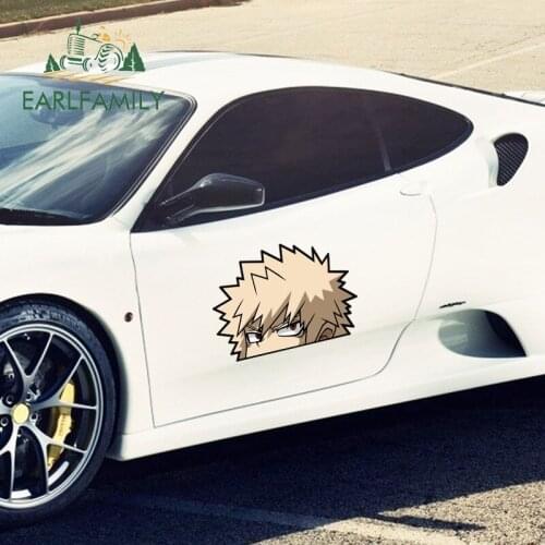 EARLFAMILY 43cm x 31.4cm For Anime Peeking Car Stickers Vinyl Material Decal Motorcycle Decals Waterproof For JDM SUV RV