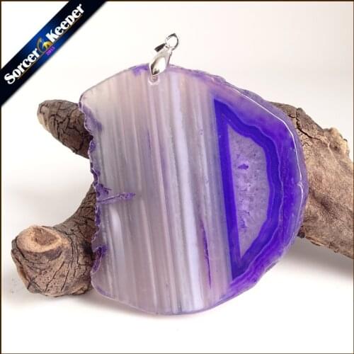 Natural Gem Stone Jewelry Multi-color Rough Art Botswana Agates Slice Beads Pendant Necklace New Trendy Gift for mens YS255