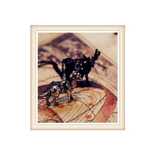 Newest wholesale Retro buck deer necklace Fashion hippie animal Pendant jewelry Antique Silver/bronze/gun black plate