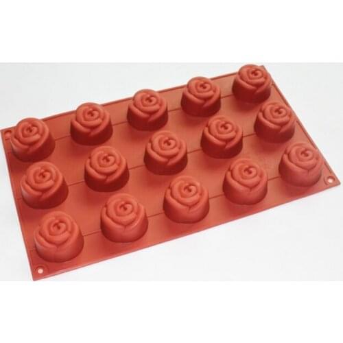 New Ice Cube Chocolate Cake Jelly Soap Mold 15 Roses Silicone Mould Tray
