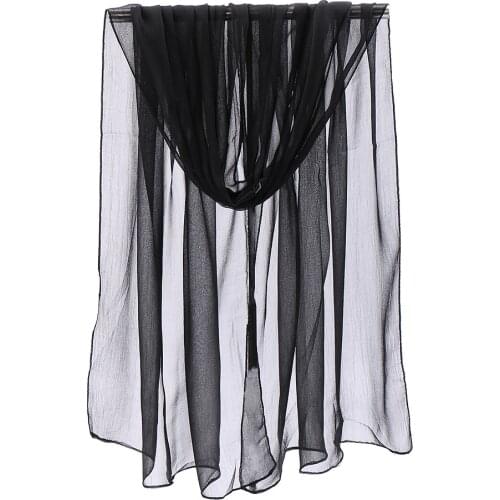 Plain Georgette Chiffon Scarf Womens Long Wraps and Shawls Lady Spring Autumn Scarves Small Size Bandana Sun Protection Stoles