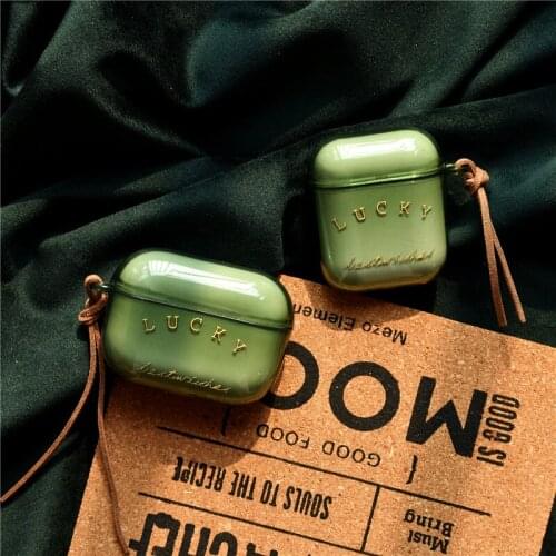 INS Transparent Emerald Lucky Headset Cases for Apple Airpods Pro Soft Silicone Earphone Cover for Airpods 1 2 Case Funda Coque
