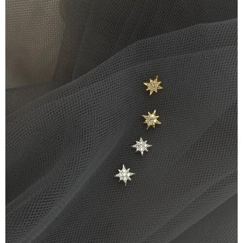 Luxury Micro Inlaid Zircon Hexagram Six-pointed Star Tiny Studs Earring Gold/Silver Color Women Fashion DIY Piercing Jewelry