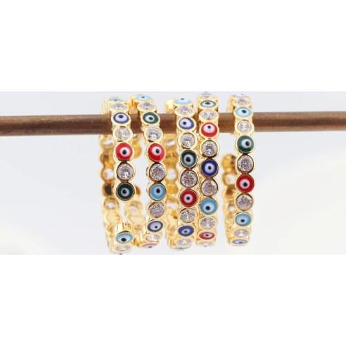 Silver Color 2021 Lucky Eye CZ Eternity Ring Band Engaement Rainbow Lovely Girl Women Zirconia Eternity Evil Eye Finger Rings