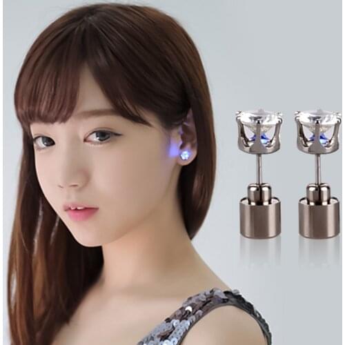 1PC Women LED Luminous Stud Earrings DJ Dance Party Bar Bright Glowing Ear Stud Earring Crystal jewelry Accessories