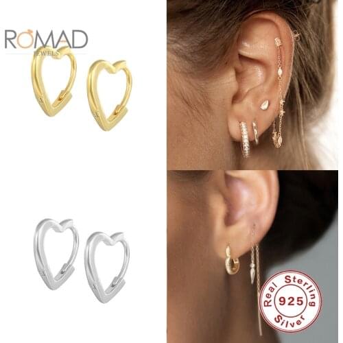ROMAD 925 Sterling Silver Dangle Earrings Gold Piercing Heart Earrings For Women Wedding Jewelry Oreille Pendientes Oorbellen
