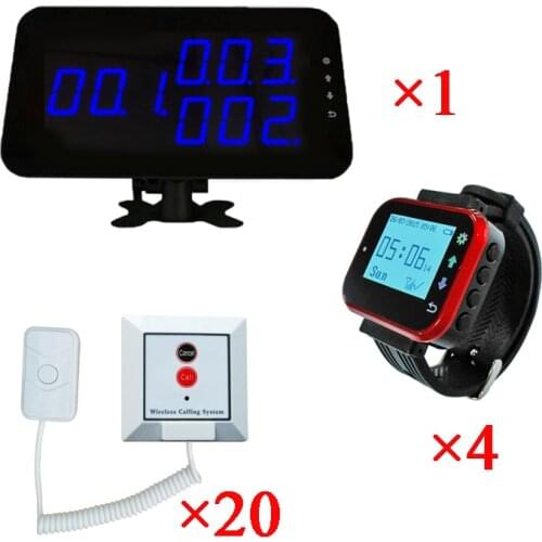 Nurse Calling System for Hospital Patients with 20 Calling Buttons,4 Wrist Watch and 1 Number Monitor, Shipping Free