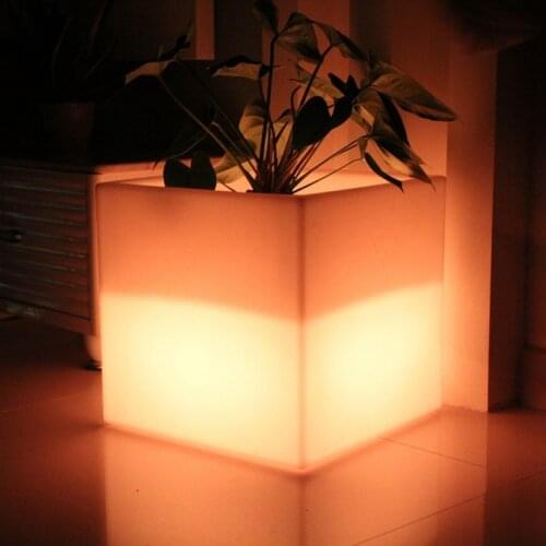 Skybess Illuminated Square Light Flower Pot LED Luminous Planter Pots Factory Direct Sale Outdoor Funiture Free Shipping 1pc