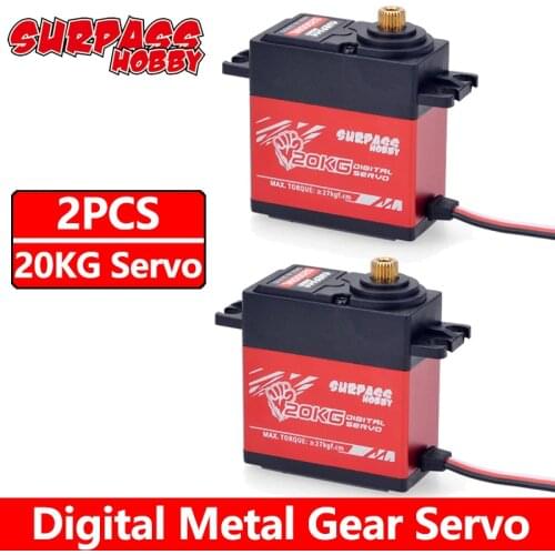SURPASS Hobby 2PCS Waterproof 20KG Digital Servo S2000M Metal Gear Baja Servo for 1/8 1/10 RC Car Boat Duct Plane Airplane Robot