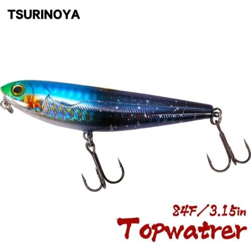 TSURINOYA Topwater Pencil Bait 85mm10g 6063-3X-CP 6# Hooks Fishing Lure Z Action Fishing Bait Isca Artificial Pesca Peche Leurre