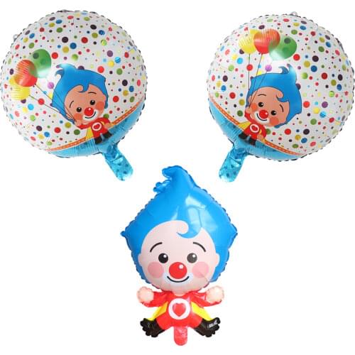 50pcs 18inch Cartoon Plim Clown Foil Balloons Inflatable Helium Air Globos Children Birthday Party Decoration Kids Classic Toys