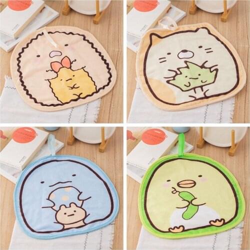 1Pc Cute Children Handkerchief Cartoon Kid Baby Soft Hanging Hand Towel Washcloth Household Kitchen Absorbent Cleaning Towels