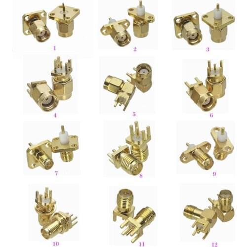 1Pcs RP-SMA RPSMA Male Jack & Female Plug Bulkhead & Flange Solder Panel Mount & PCB Mount RF Adapter connector