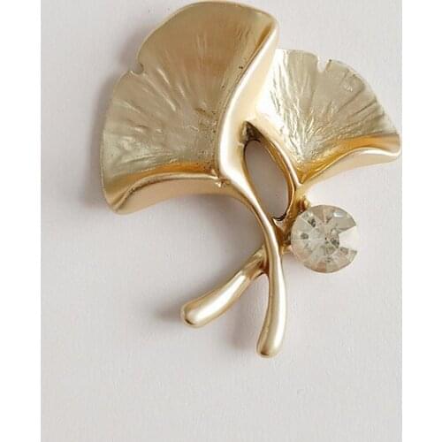 10 PCS 30*34mm Metal Alloy Matted Gold Leaves Crystal Rhinestone Leaf Hair Accessories For DIY Jewelry Making