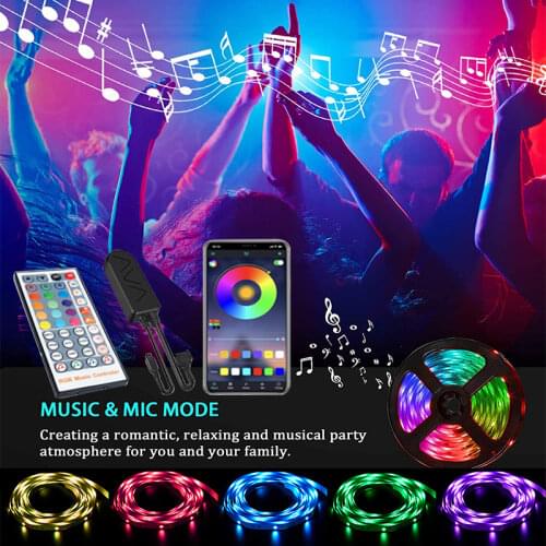 Wholesale RGB Bluetooth Led Strip Lights SMD5050 Tape Light 30M Led Strip Lights Decoration For Wall Bedroom Full Set