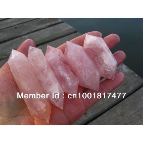 5 natural rose quartz crystal points