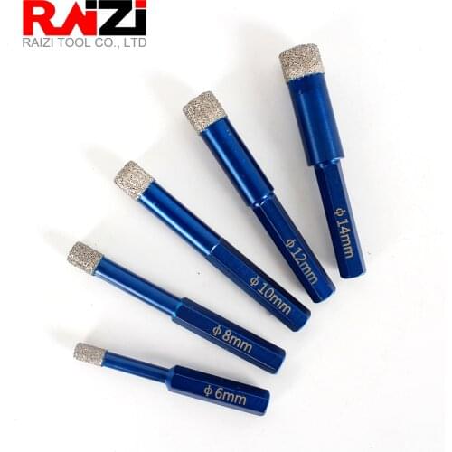 Raizi 1 Pc Diamond Drill Bit Ceramic Porcelain Tile Granite Marble Hexagon Shank 5/6/8/10/12/14 mm Hole Saw Cutter Power Tool