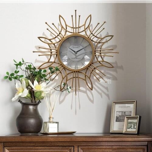 Large American fashion creative clock wall decoration household art personality clock Nordic luxury living room clock decoration