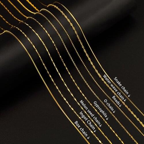 Fine Alloy Clavicle Chain Basic Style Golden Necklace Box/Ingot/Gypsophila/Round bead/Water wave/O-chain Making Fashion Jewelry