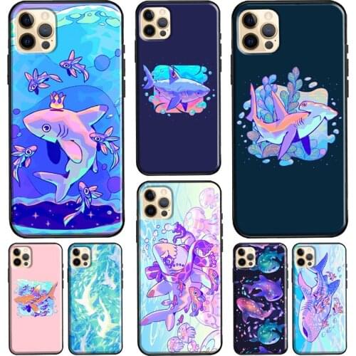 Cosmic Whale Shark Diva Ocean Silicone Case For iPhone XR X XS Max 5S 6S 7 8 Plus SE 2020 11 12 Pro Max Phone Cover
