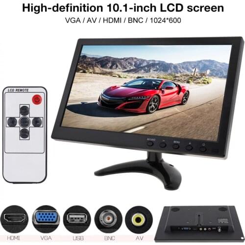 10.1 Inch HD IPS TFT LCD Color Monitor Mini TV Computer 2 Channel Video Input Security Monitor with Speaker AV BNC VGA HDMI New