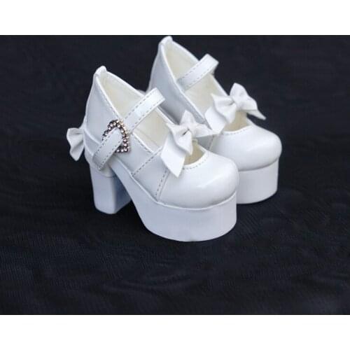 D01-P051 children handmade toy 1/3 1/4 Doll Accessories BJD/SD doll Heart-shaped buckle double bow princess shoes 1pair