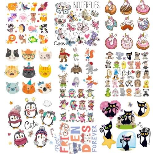 DIY Cute Animal Patches Set Iron On Transfer For Clothing Applique Heat Transfer Unicorn Patch Stickers Thermo Sticker On Clothe