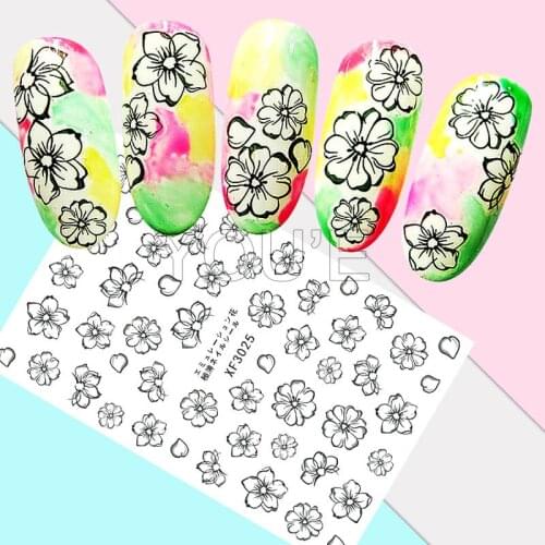 DIY Luxury Flower Nail Art Stickers Decoration Back Glue Self Adhesive Decals 3D Nail Sticker Manicure Design Accessoires
