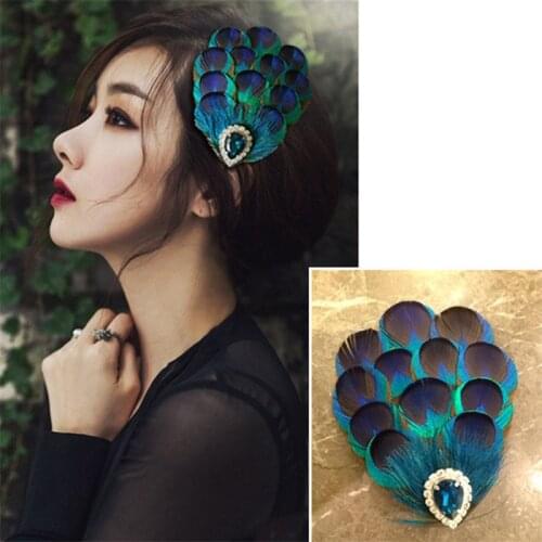Elegant Women Hair Clips Fashion Peacock Feather Hairpins Luxurious Party Barrettes Hair Pins Hair Accessories Hairpin