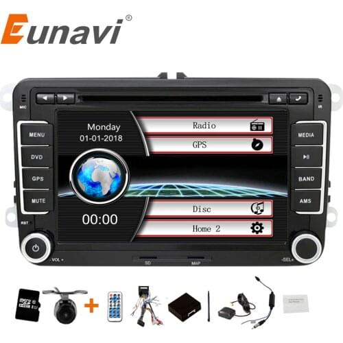 Eunavi 2 din 7 inch Car DVD player Radio Stereo GPS for VW GOLF POLO JETTA TOURAN MK5 MK6 PASSAT B6 bluetooth SWC Touch Screen
