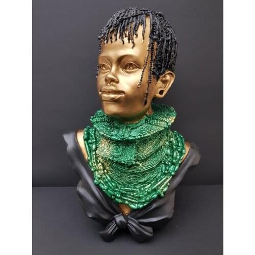 EU HOME DECORATION AFRİKALI GIRL DECOR GREEN KOLYELİ
